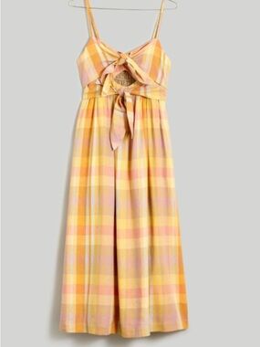 Madewell Yellow Plaid Tie-Front Maxi Dress NEW with tags